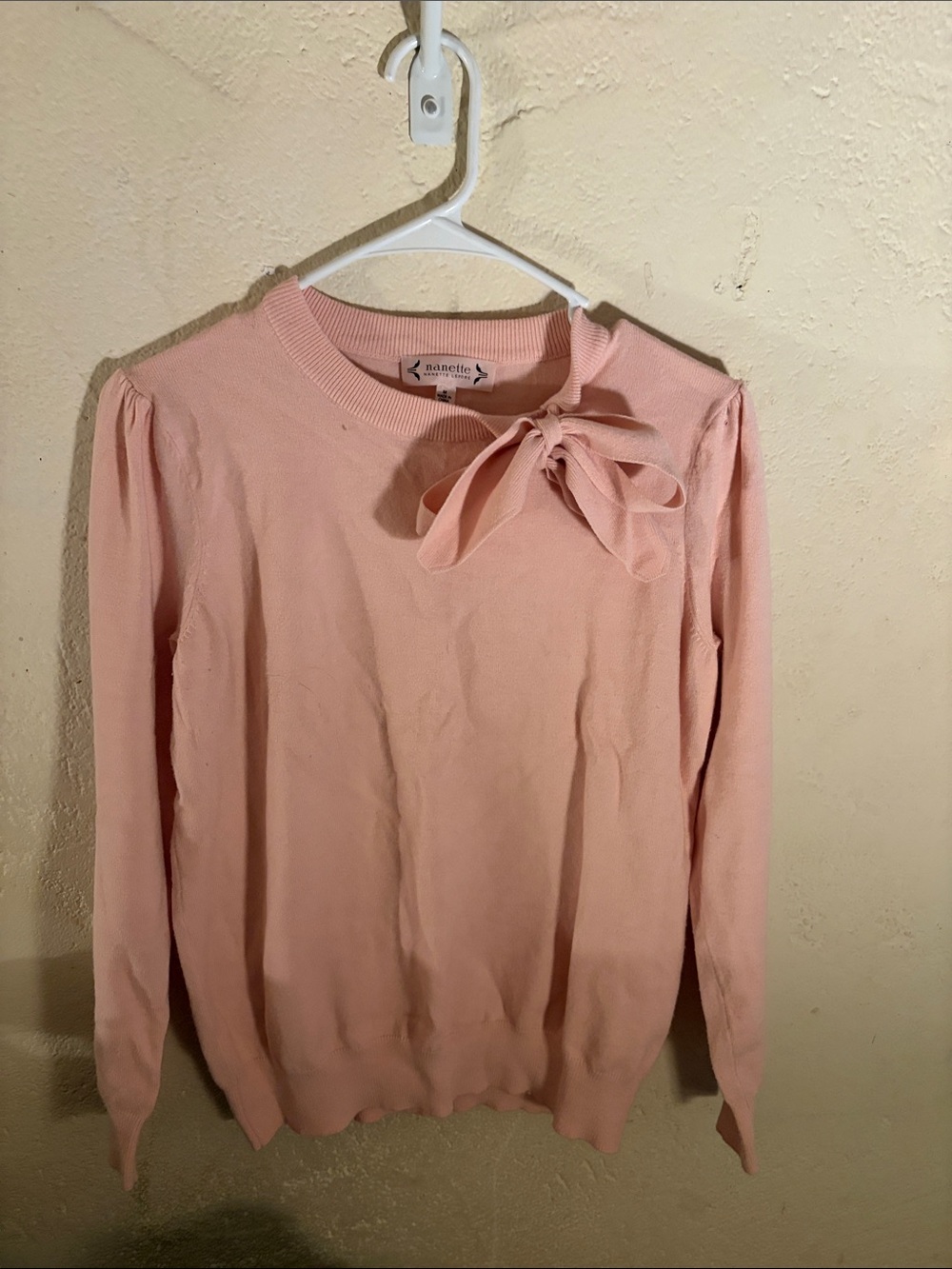 Nanette Lepore Pink Bow-Accent Sweater